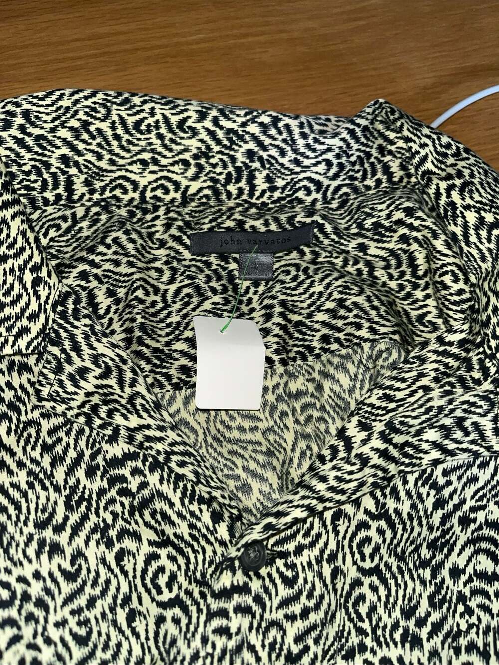 John Varvatos Danny Camp Shirt in Lime Light Abstract Print